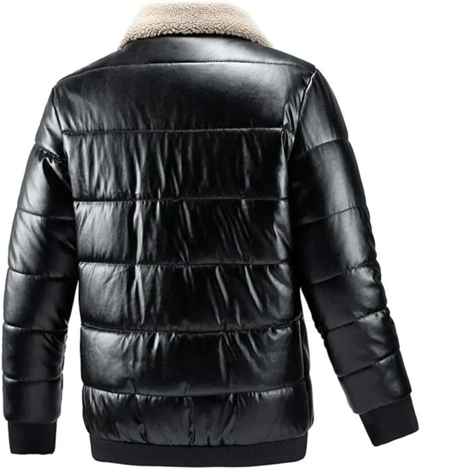 Warm Lamb Turn Down Collar Coat Men's Autumn Winter Casual Outdoor Cotton Padded Jacket