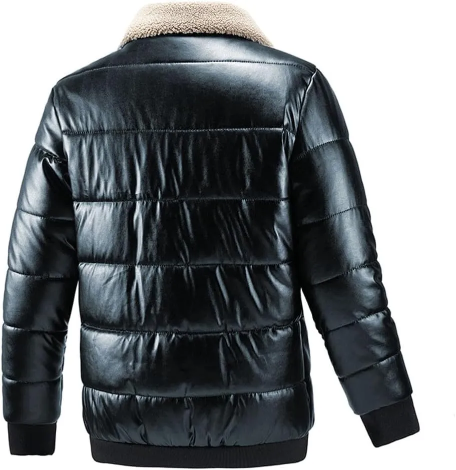 Warm Lamb Turn Down Collar Coat Men's Autumn Winter Casual Outdoor Cotton Padded Jacket