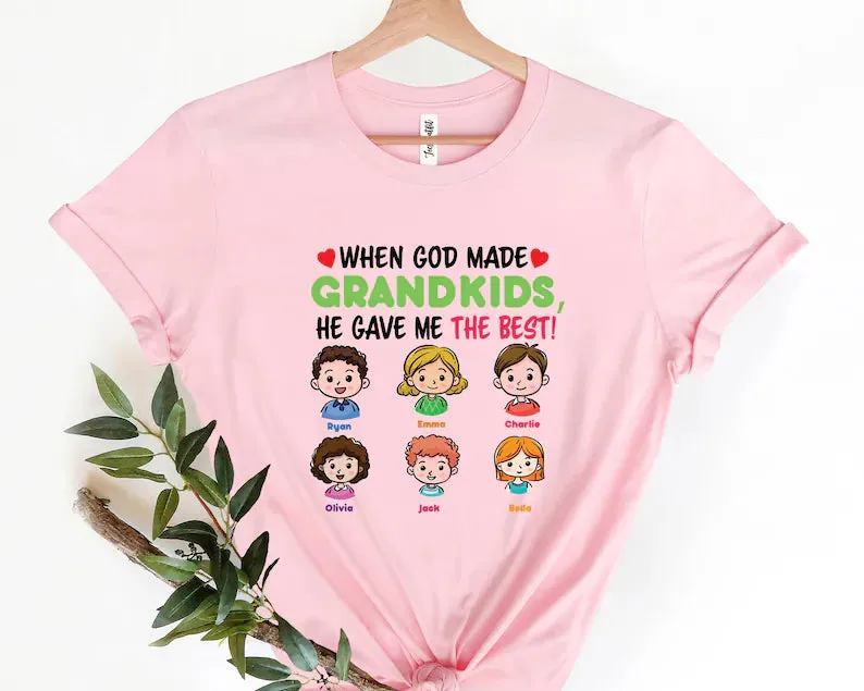 When God Made Grandkids Custom Grandma Shirt