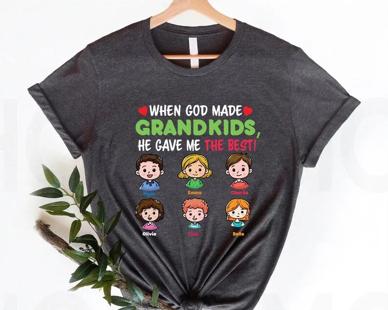 When God Made Grandkids Custom Grandma Shirt