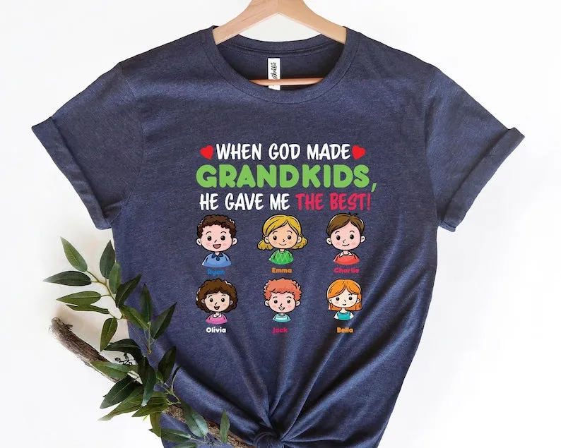 When God Made Grandkids Custom Grandma Shirt