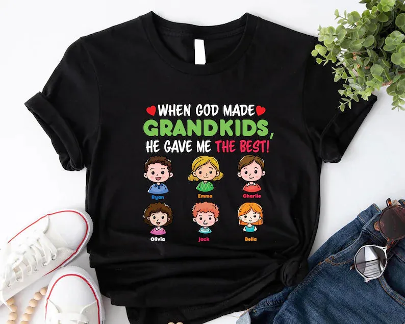 When God Made Grandkids Custom Grandma Shirt