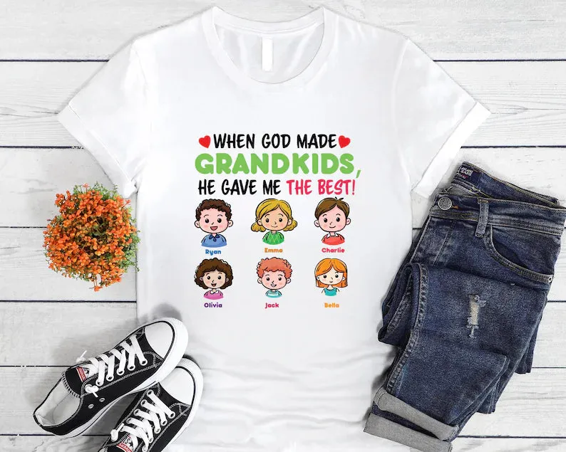 When God Made Grandkids Custom Grandma Shirt