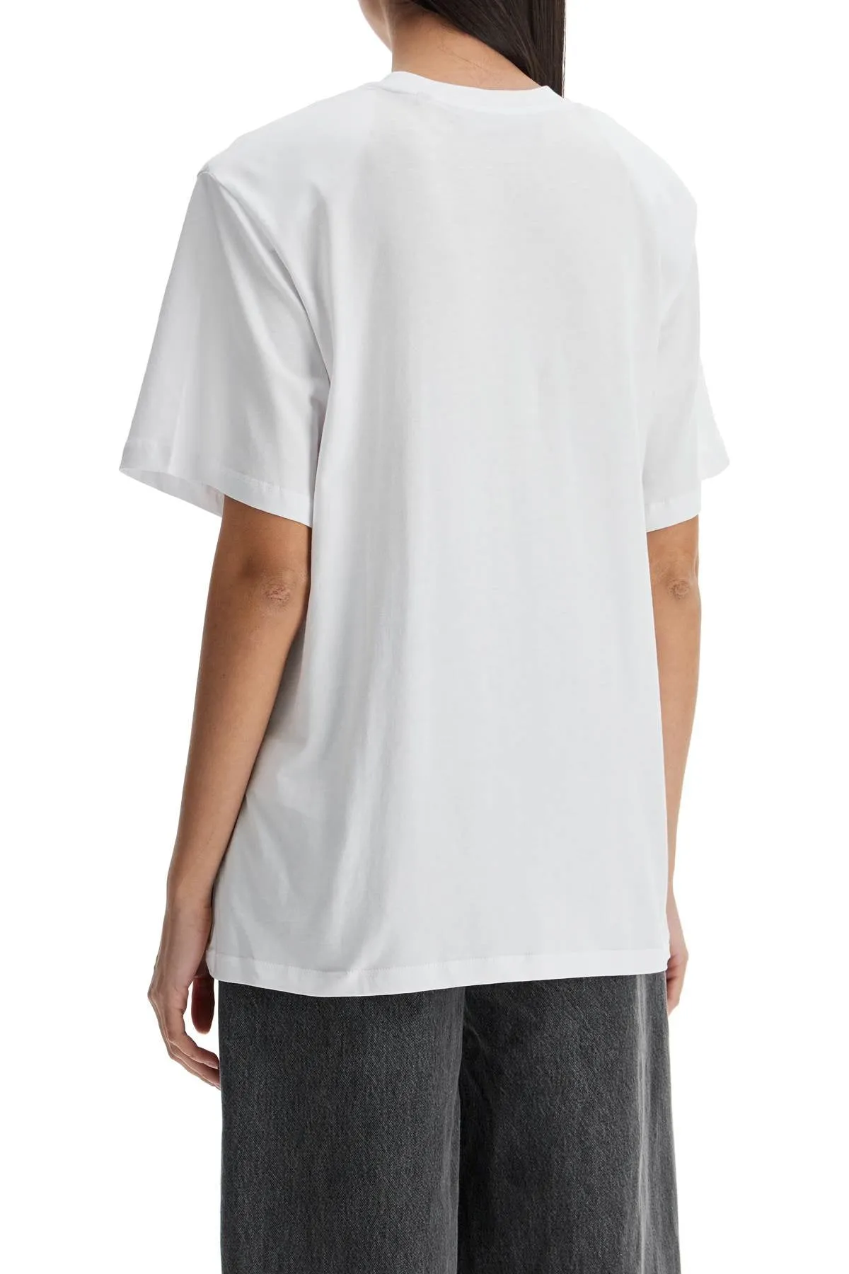 white organic cotton t-shirt with wide neck 113624400 BRIGHT WHITE
