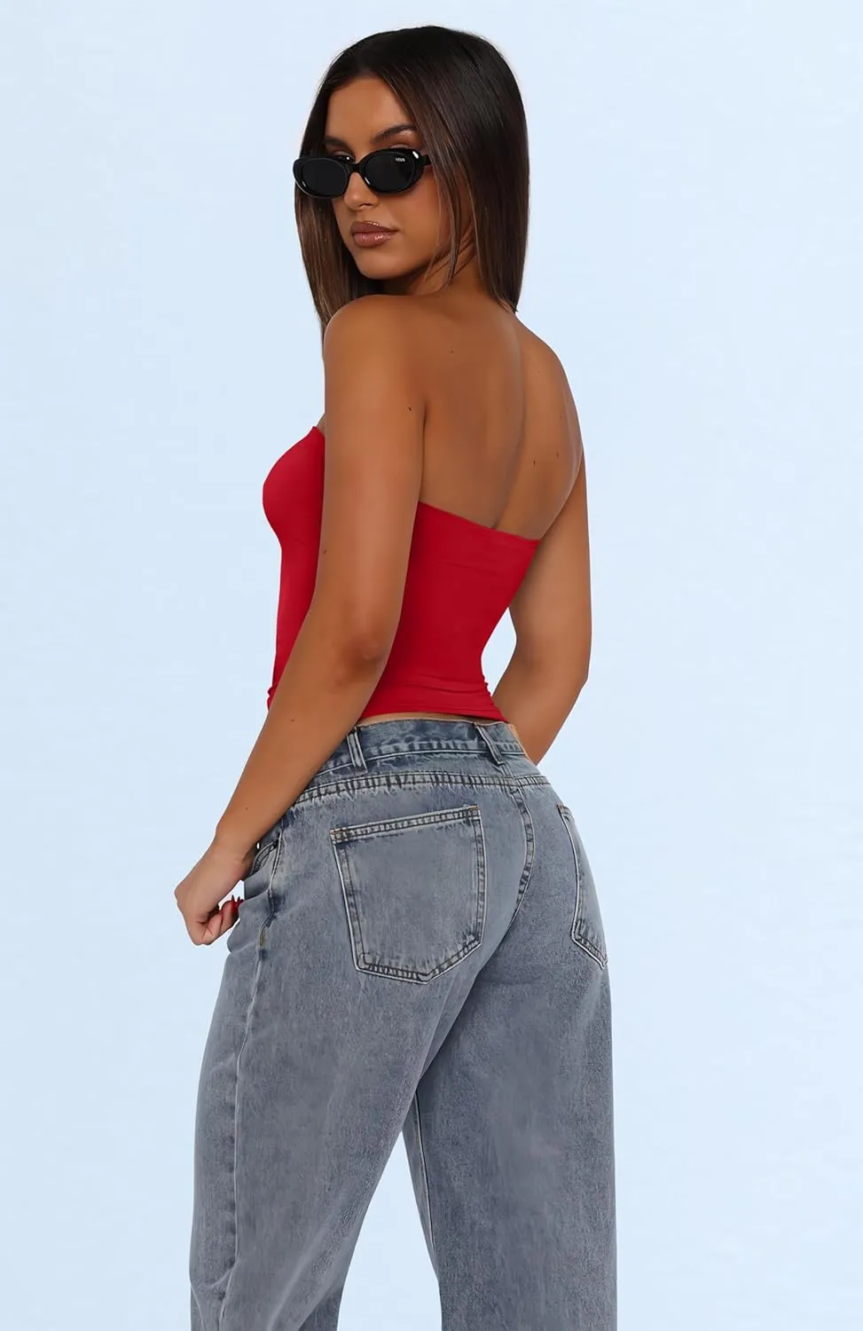 WIHOLL 3 Pack Tube Tops for Women Slim Fit Crop Tops Going Out Strapless Tank Tops Bandeau Summer Outfits 2025 Y2K Clothes