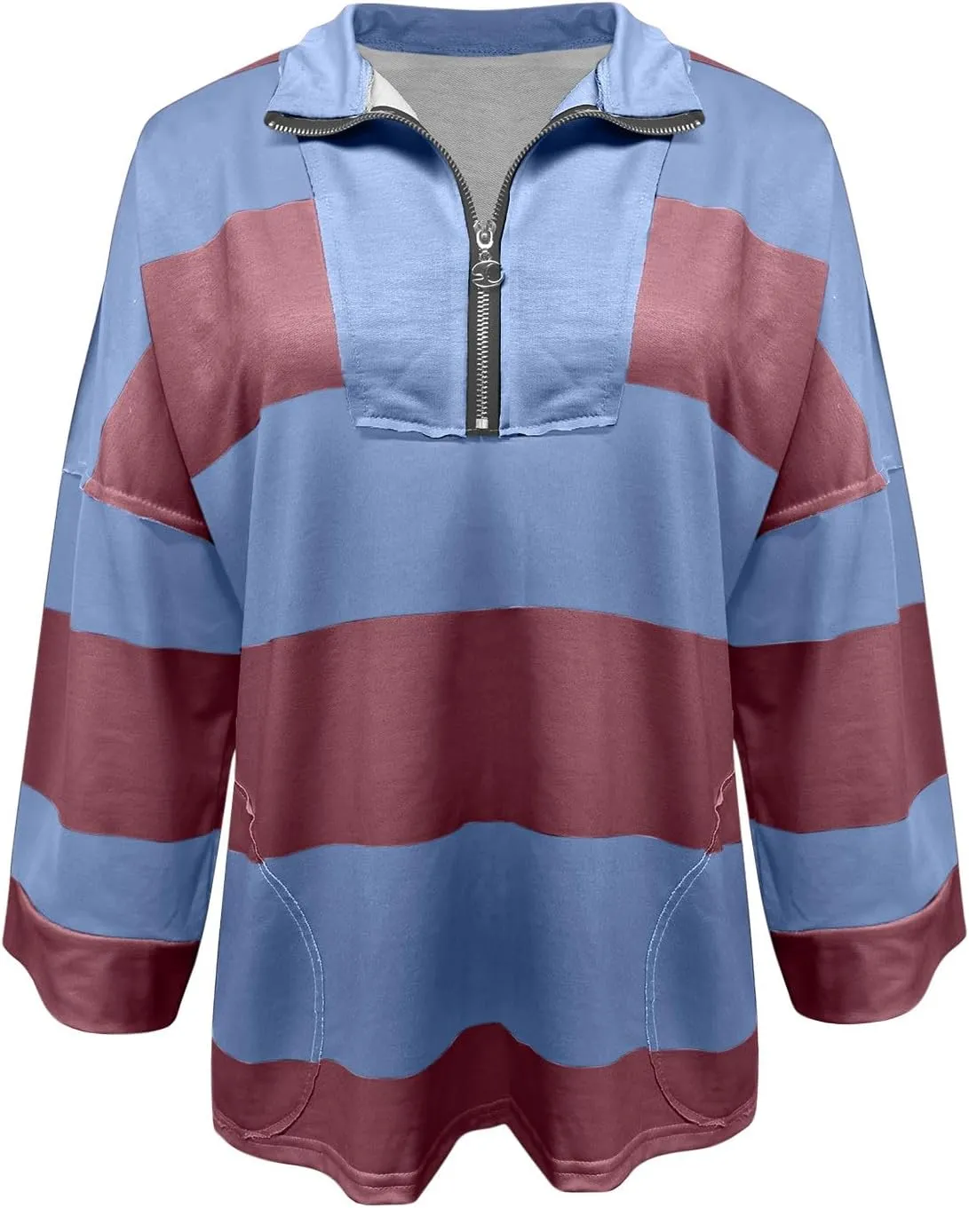 Women Color Block Oversized Sweatshirts Loose Fit Trendy Pullover Tops V Neck Cute Preppy Sweatshirts Y2K Fall Clothes