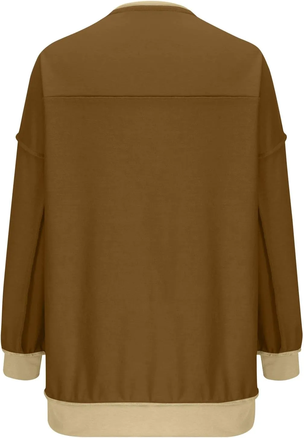 Women Oversized Sweatshirt Tops Colors Block Cute Sweater Comfort Button Ncek Pullover 2024 Fall Fashion Clothing