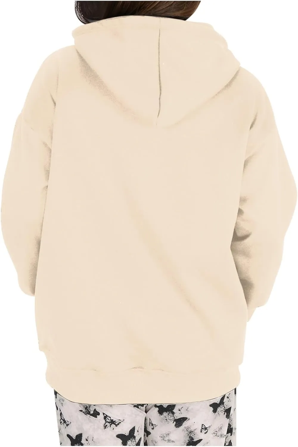 Women Plain Oversized Hoodies Crewneck Hooded Sweatshirt Y2K Cute Pullover Sweater Comfy Fall Outfits Clothes 2024