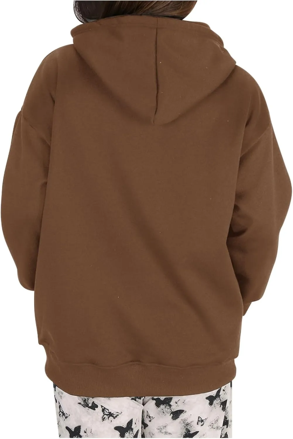 Women Plain Oversized Hoodies Crewneck Hooded Sweatshirt Y2K Cute Pullover Sweater Comfy Fall Outfits Clothes 2024