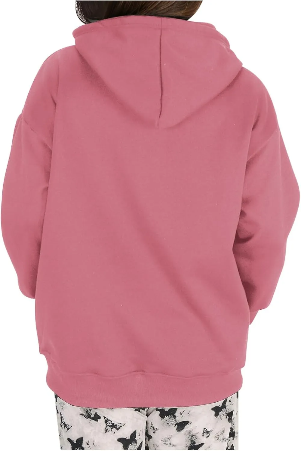 Women Plain Oversized Hoodies Crewneck Hooded Sweatshirt Y2K Cute Pullover Sweater Comfy Fall Outfits Clothes 2024