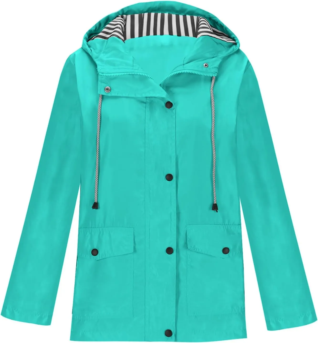 Women Rain Jacket with Hood Waterproof Lightweight Raincoat Zip Up Travel Hiking Windbreaker Fall Outdoor Trench Coat