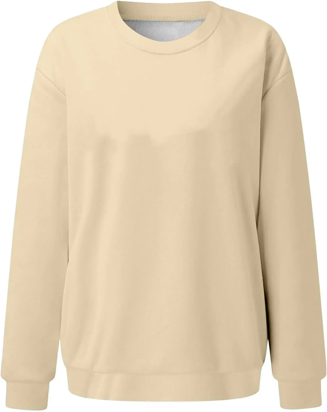 Women Solid Color Sweatshirt Long Sleeve Crewneck Pullover Fit Comfy Shirts Blouses 2025 Spring Fall Casual Tops