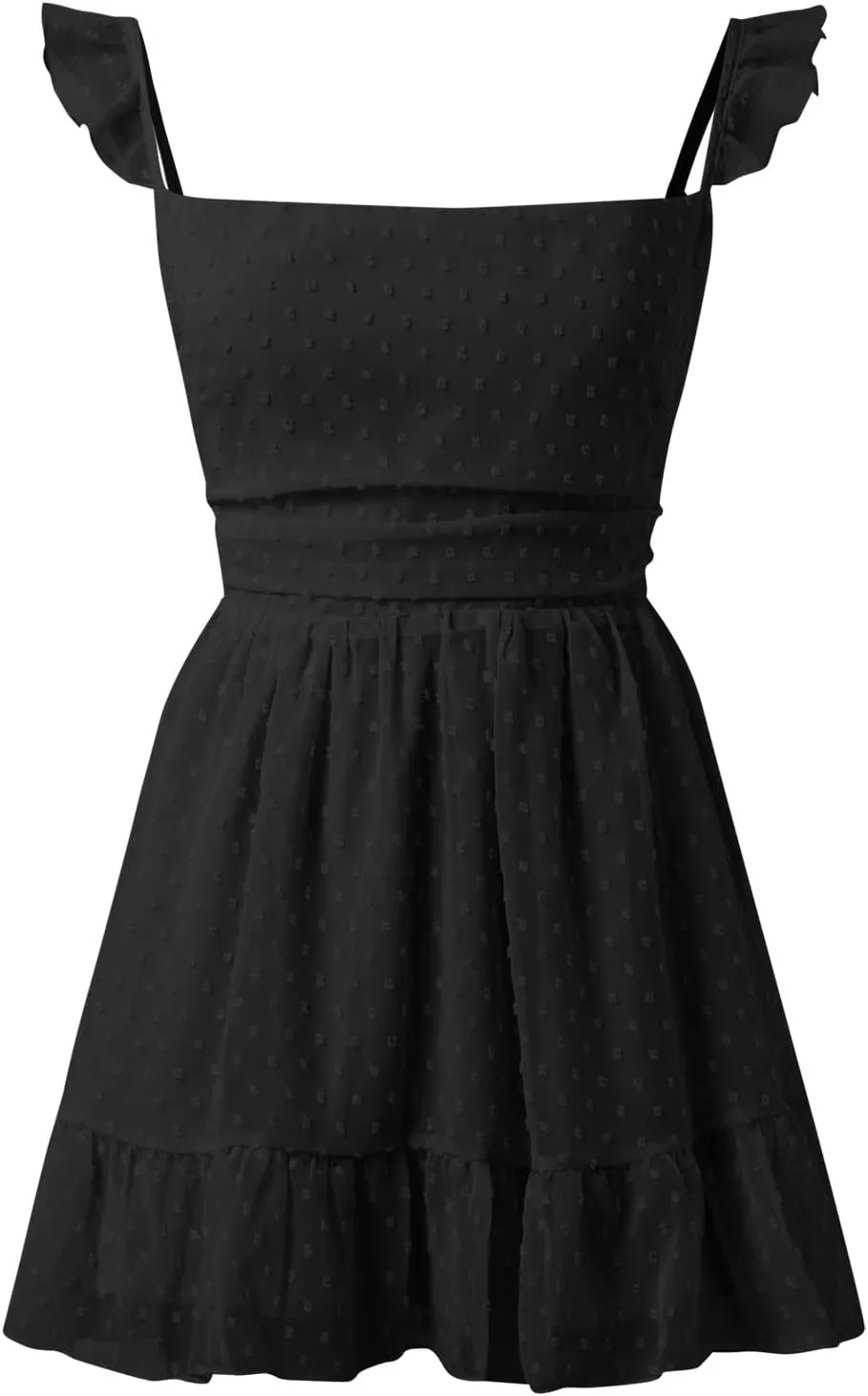 Women Spaghetti Strap Mini Dress Low Cut Sleeveeless Short Dress Backless Going Out Ruffle Cute Winter Dresses