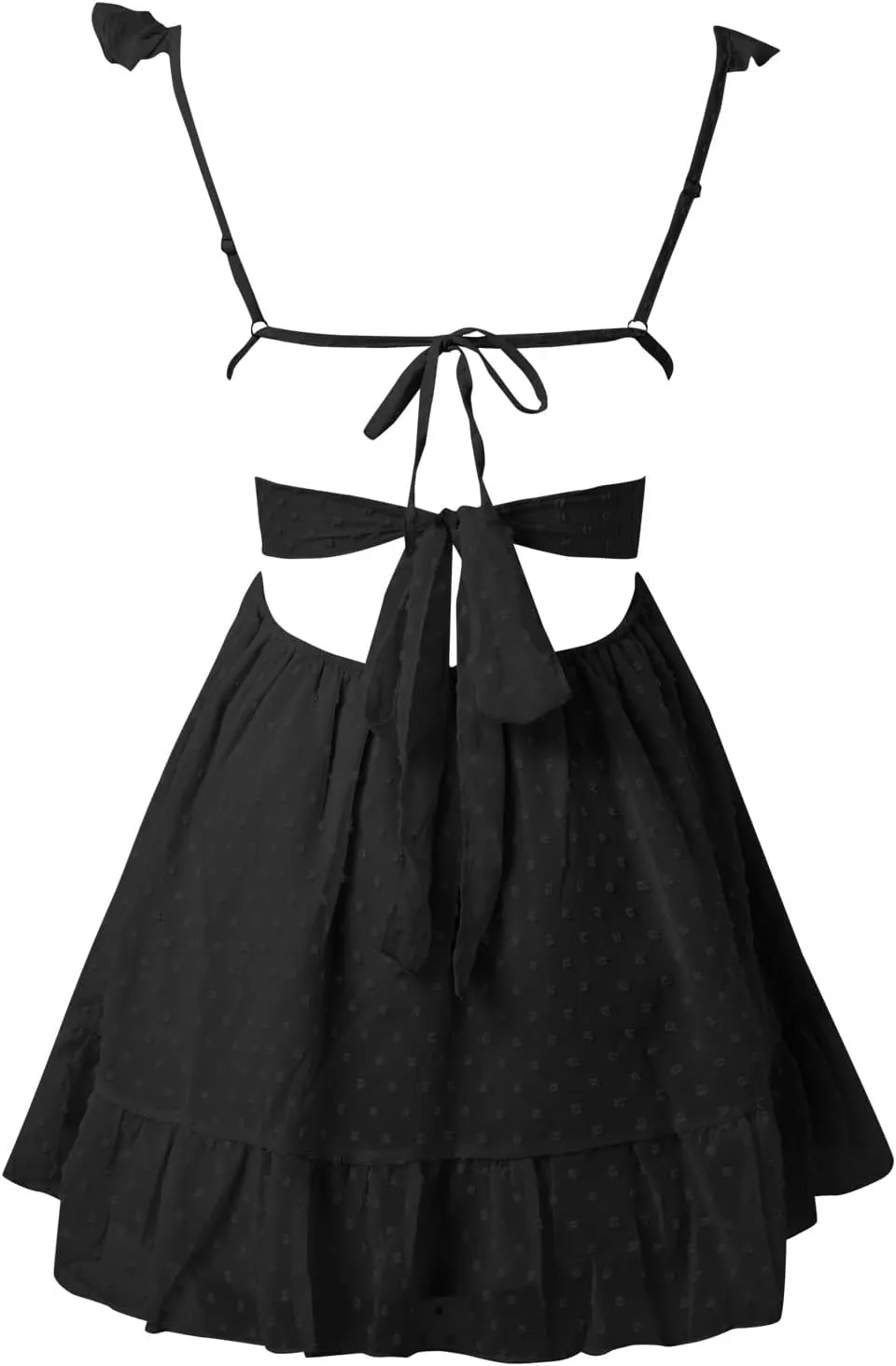 Women Spaghetti Strap Mini Dress Low Cut Sleeveeless Short Dress Backless Going Out Ruffle Cute Winter Dresses