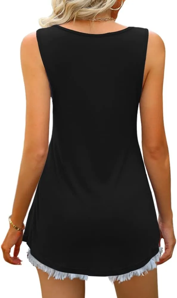 Women Tank Tops 2025 Summer Sleeveless Blouses V Neck Casual Loose Fit Flowy Shirts S-3X