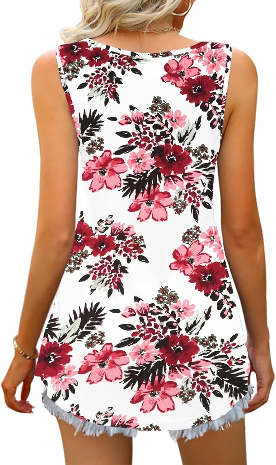 Women Tank Tops 2025 Summer Sleeveless Blouses V Neck Casual Loose Fit Flowy Shirts S-3X