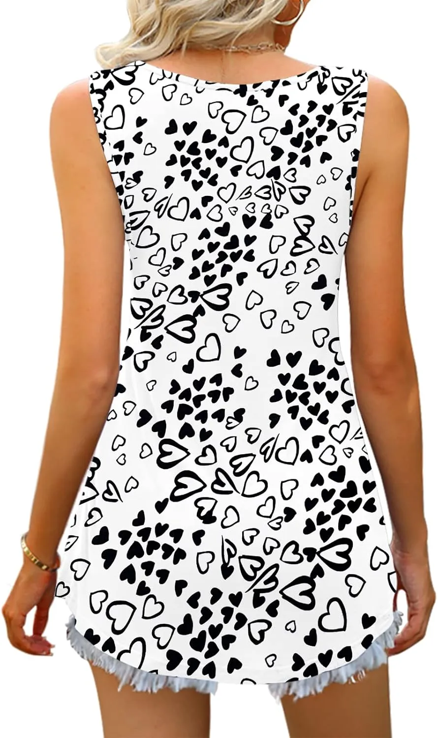 Women Tank Tops 2025 Summer Sleeveless Blouses V Neck Casual Loose Fit Flowy Shirts S-3X