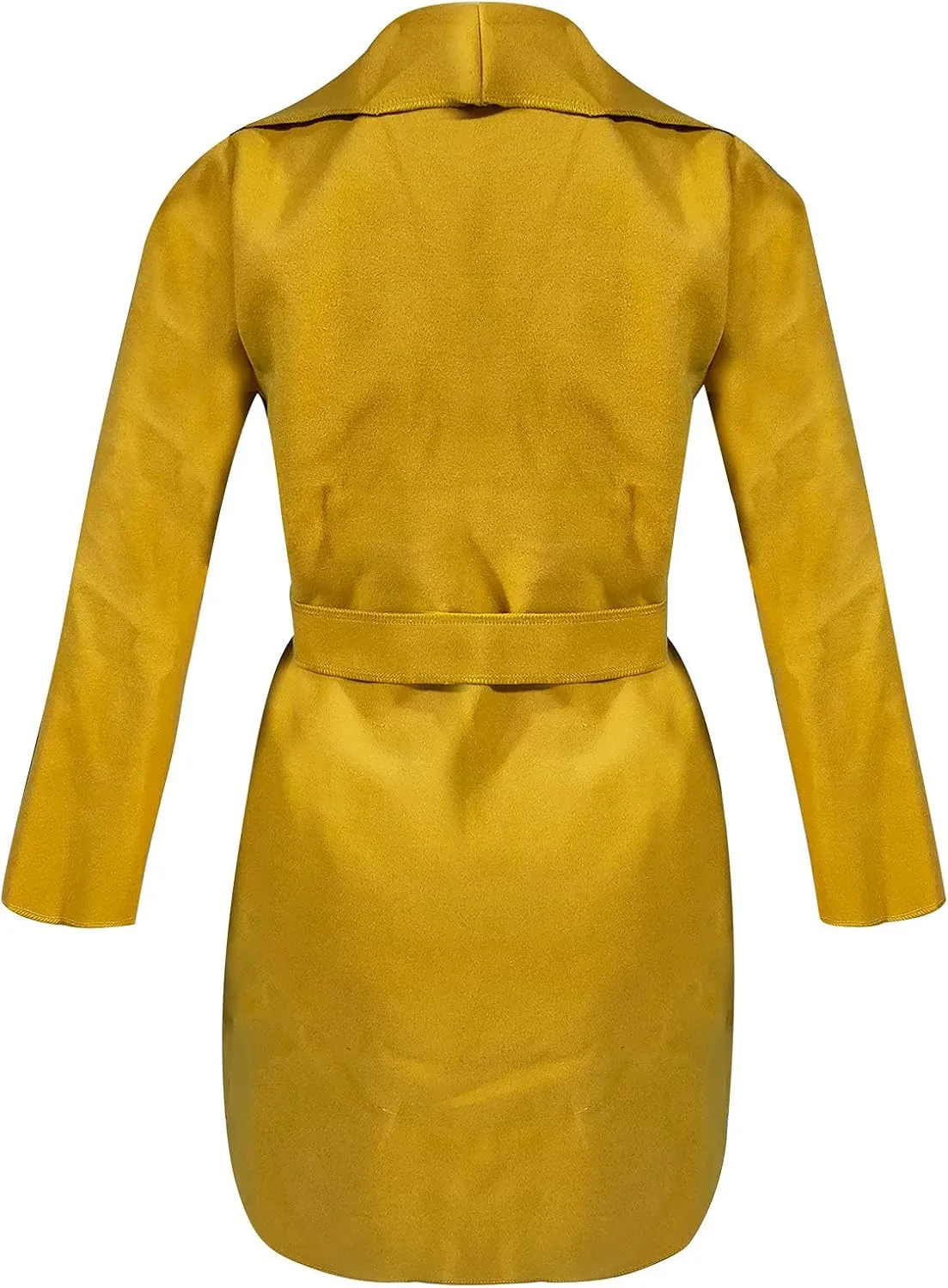 Women Trench Coat Women's Lapel Woolen Wrap Pea Coat Open Front Long Jacket Overcoat Outwear Cardigan Windbreaker