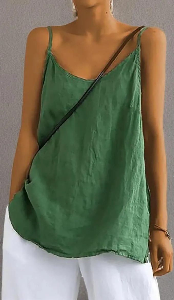 Womens Camisole Tank Tops Causal V-Neck Sleeveless Tops Summer Loose Fit Spaghetti Strap Cami Shirts