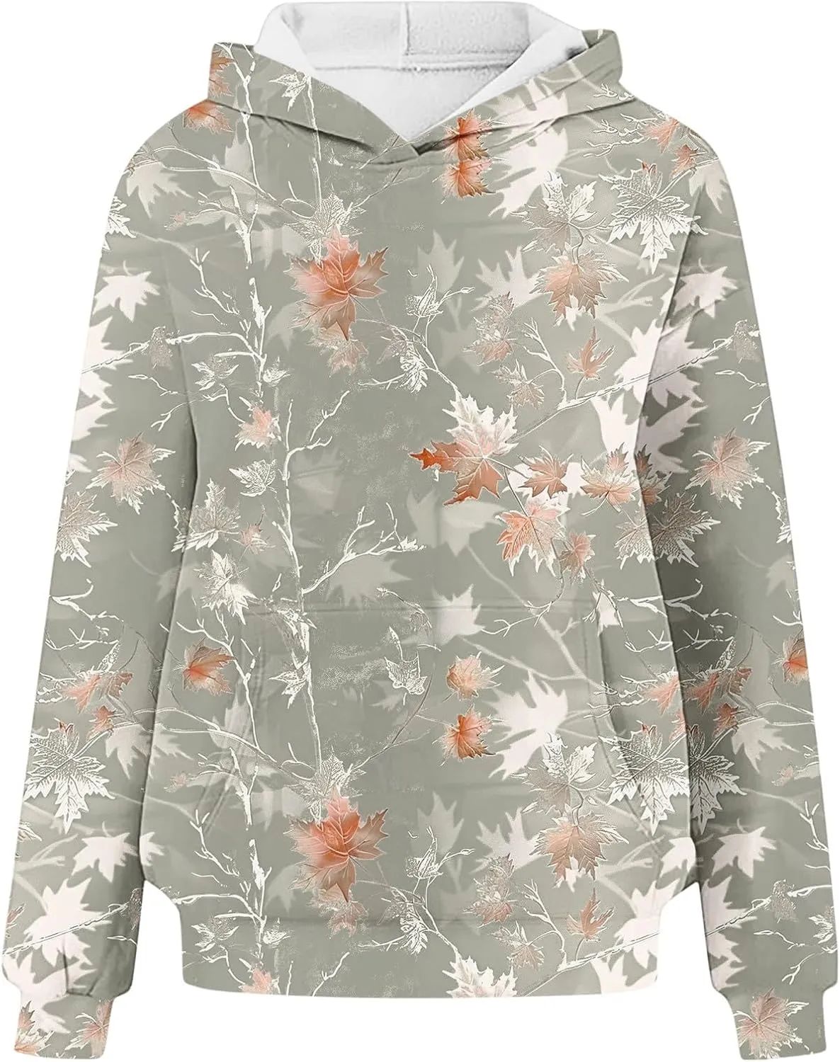 Womens Camo Hoodie Sweatshirt Oversized Maple Leaf Print Cute Hooded Sweatshirt Hoodies Pullover Trendy Fall Clothes