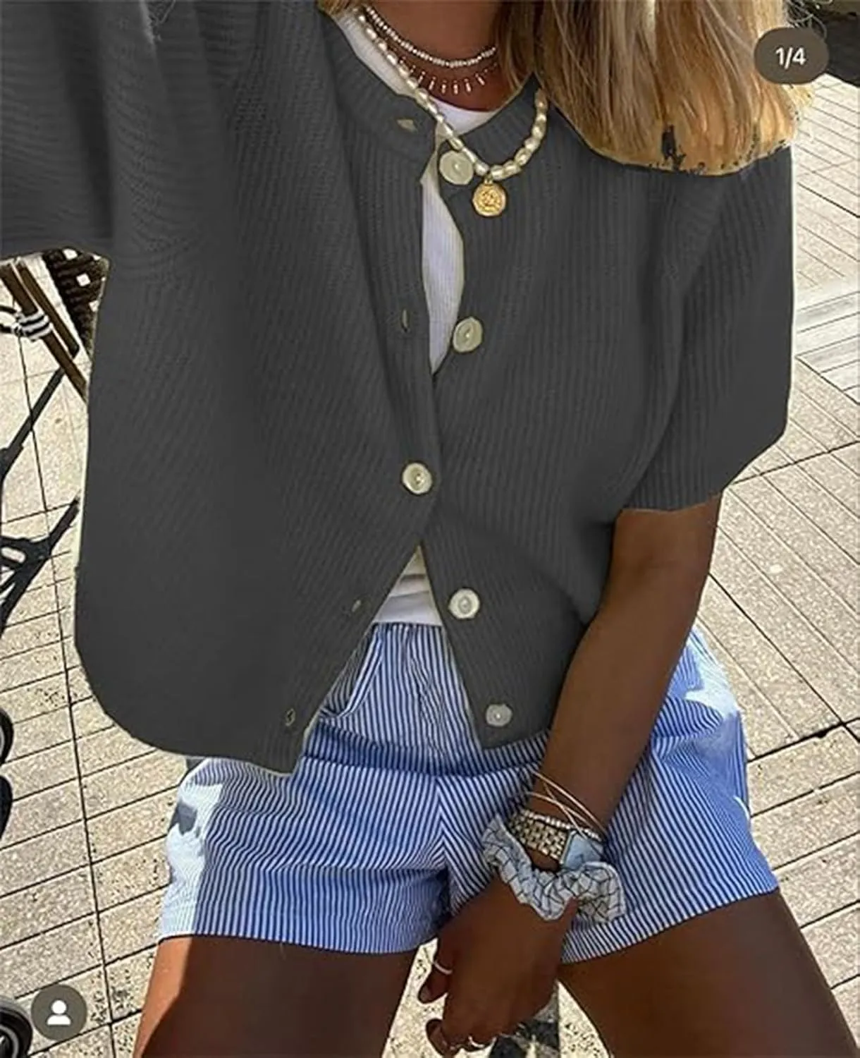 Women's Cardigans Short Sleeve Button Down Cardigan Sweater Y2k Knitted Crop Shirt Top