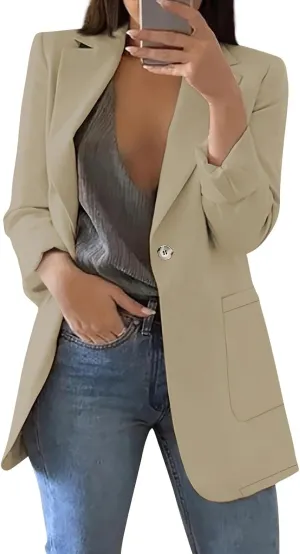 Womens Casual Blazers 2024 Winter Open Front Long Sleeve Work Office Suit Jackets Blazer