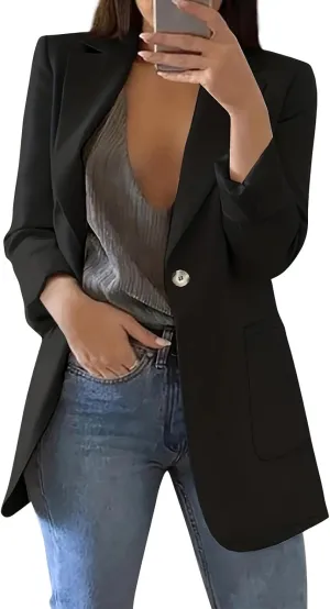 Womens Casual Blazers 2024 Winter Open Front Long Sleeve Work Office Suit Jackets Blazer