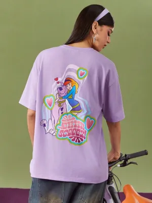Women's Casual Cartoon & Letter Printed Oversized T-shirt