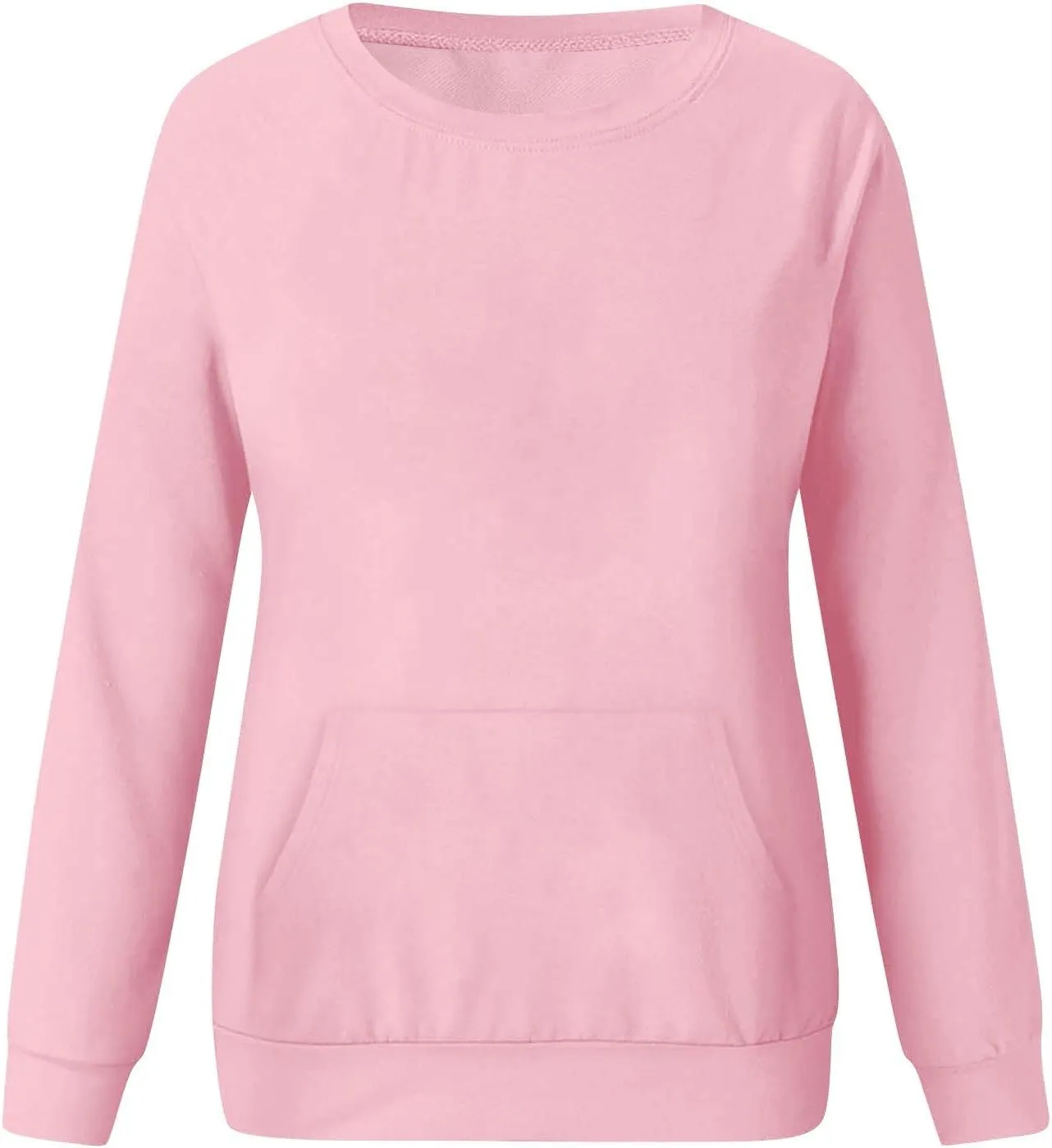 Womens Crewneck Sweatshirt Fleece Long Sleeve Cute Sweatshirts No Hooded Y2k Plain Trendy Hoodies with Pockets
