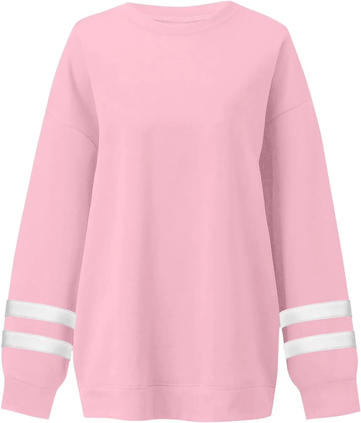 Womens Crewneck Sweatshirt Winter Fleece Plus Size Hoodie Color Block Loose Cute Sweatshirts No Hood Y2k Sweater