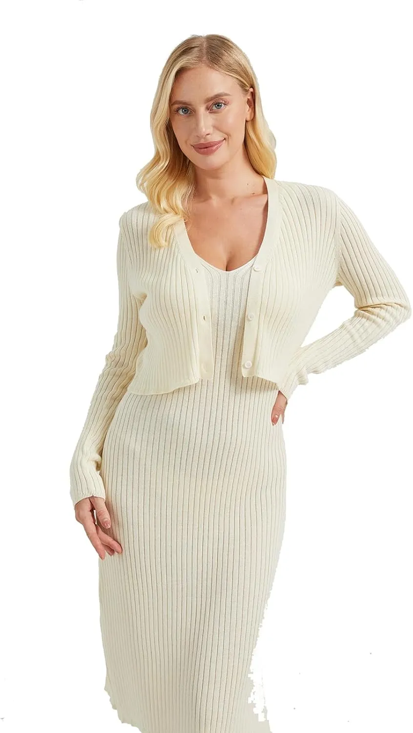 Women's Cropped Cardigans Open Front Long Sleeves Short Cardigan Sweaters