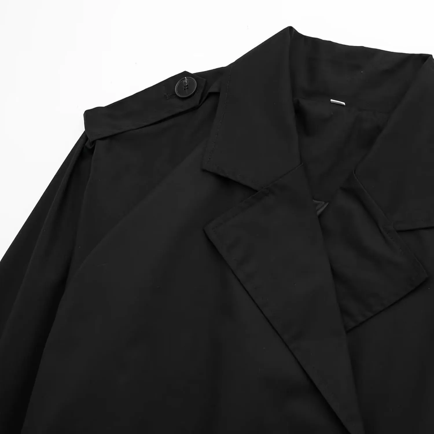 Women's Cropped Trench Coat Breasted Fall Fashion 2023 Classic Lapel Slim Overcoat With Belt Oversized Outerwear Tops