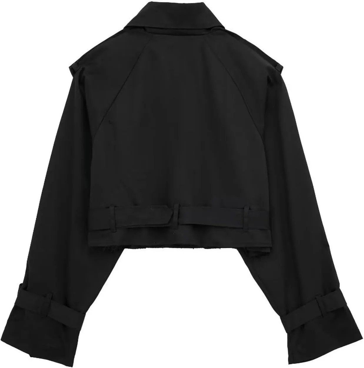 Women's Cropped Trench Coat Breasted Fall Fashion 2023 Classic Lapel Slim Overcoat With Belt Oversized Outerwear Tops