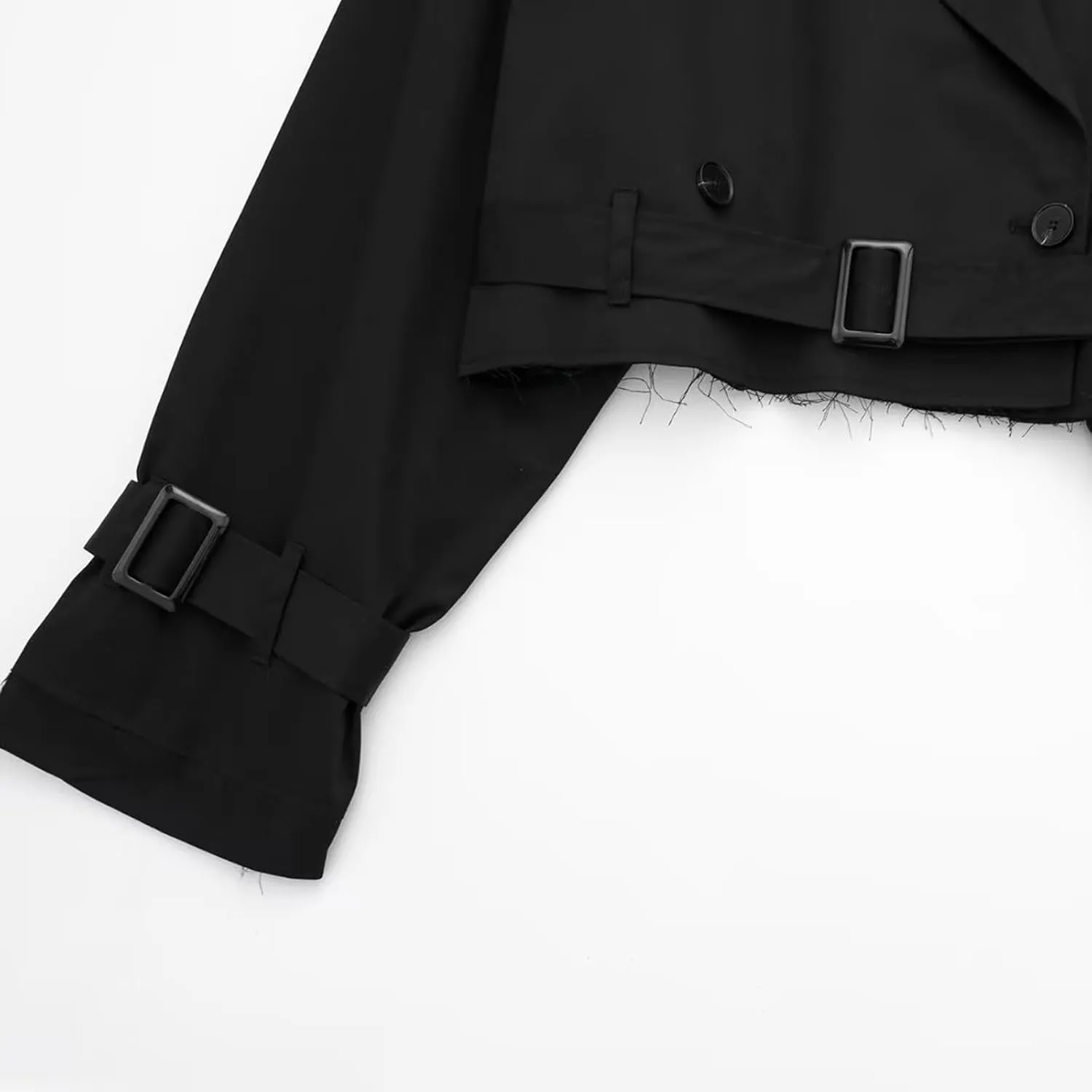 Women's Cropped Trench Coat Breasted Fall Fashion 2023 Classic Lapel Slim Overcoat With Belt Oversized Outerwear Tops