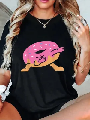 Women's Cute Dabbing Donut With Sprinkles TShirt Casual