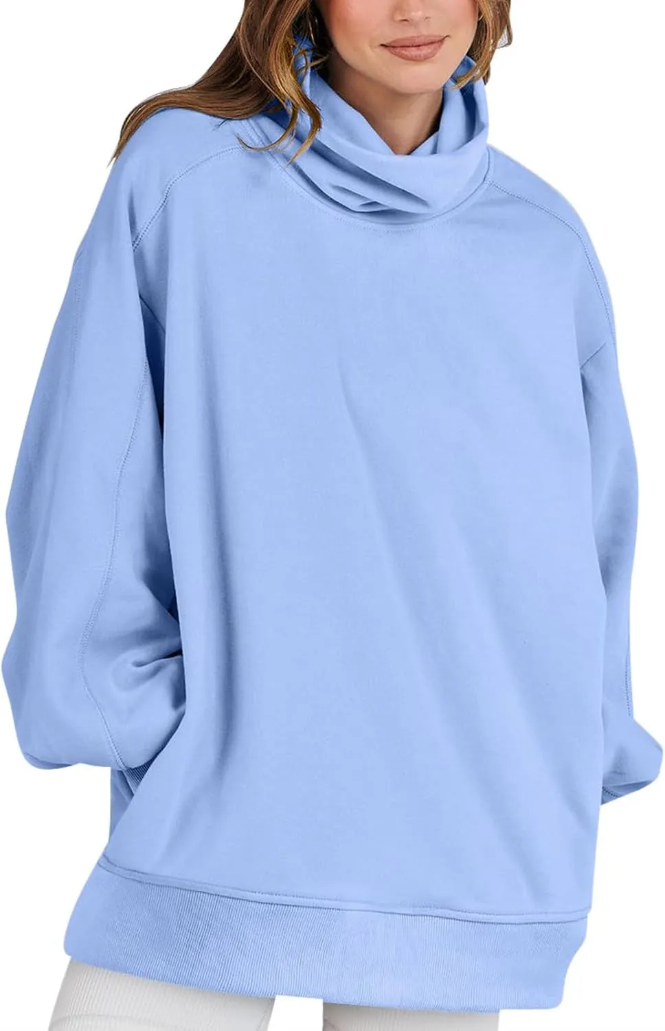 Womens Cute Oversized Hoodies Trendy High Neck Pullover Shirts Teen Girls Preppy Sweatshirts Fall Winter Clothes 2024