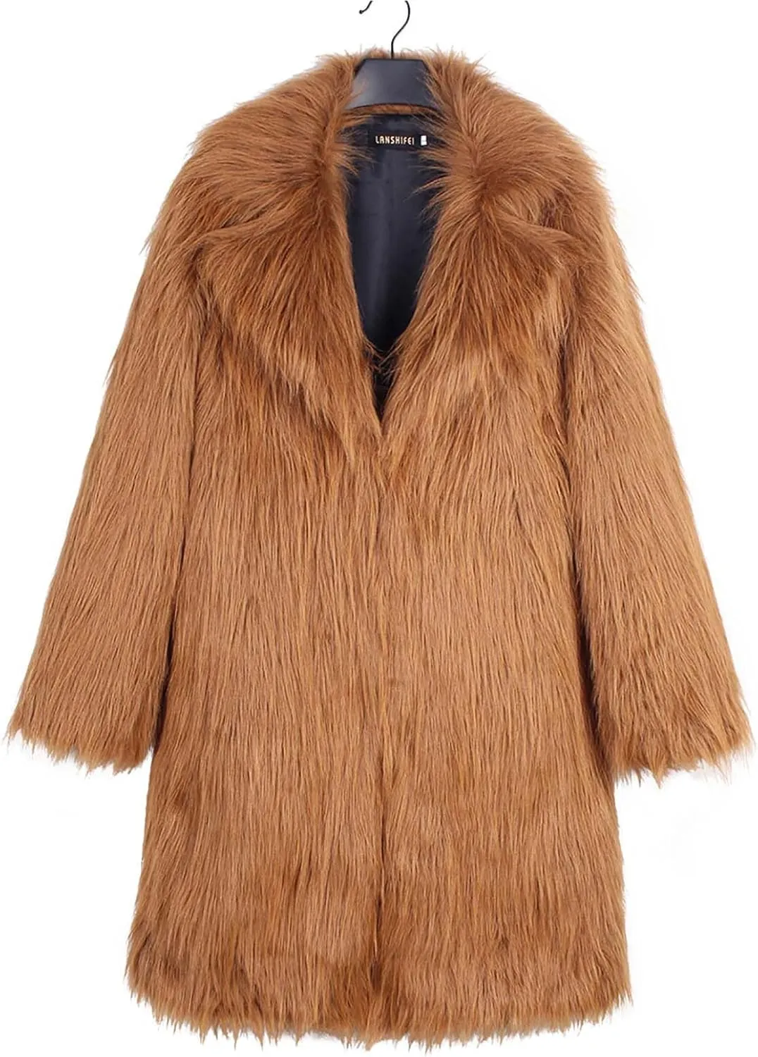 Women's Faux Fur Jackets Winter Fuzzy Cardigan Overcoat Fall Fashion Open Front Long Shaggy Coat Outerwear