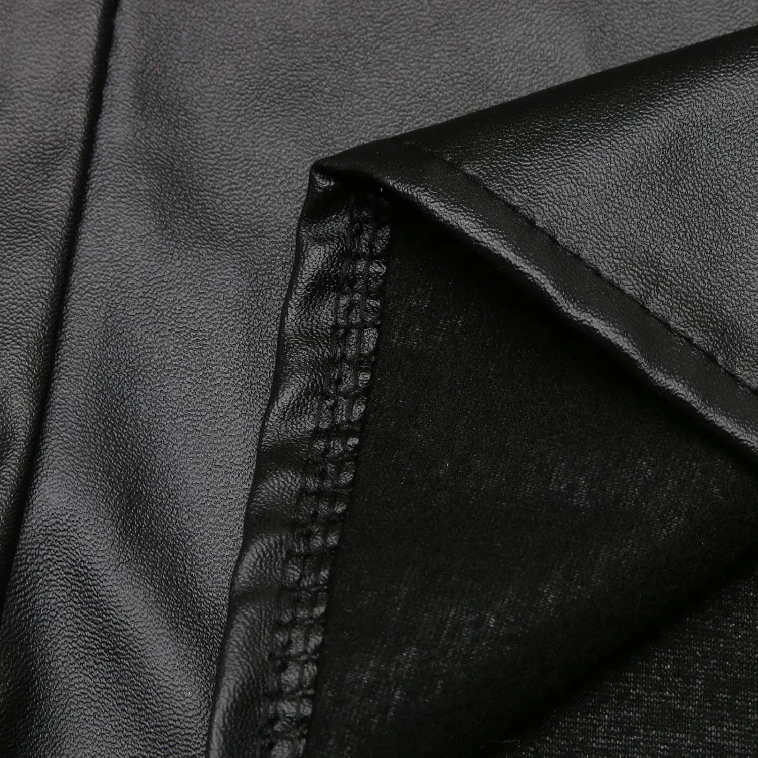 Women's Faux Leather Jacket Soft PU Snap Button Down Shirt Shacket Long Sleeve Motorcycle Fashion Leather Jacket