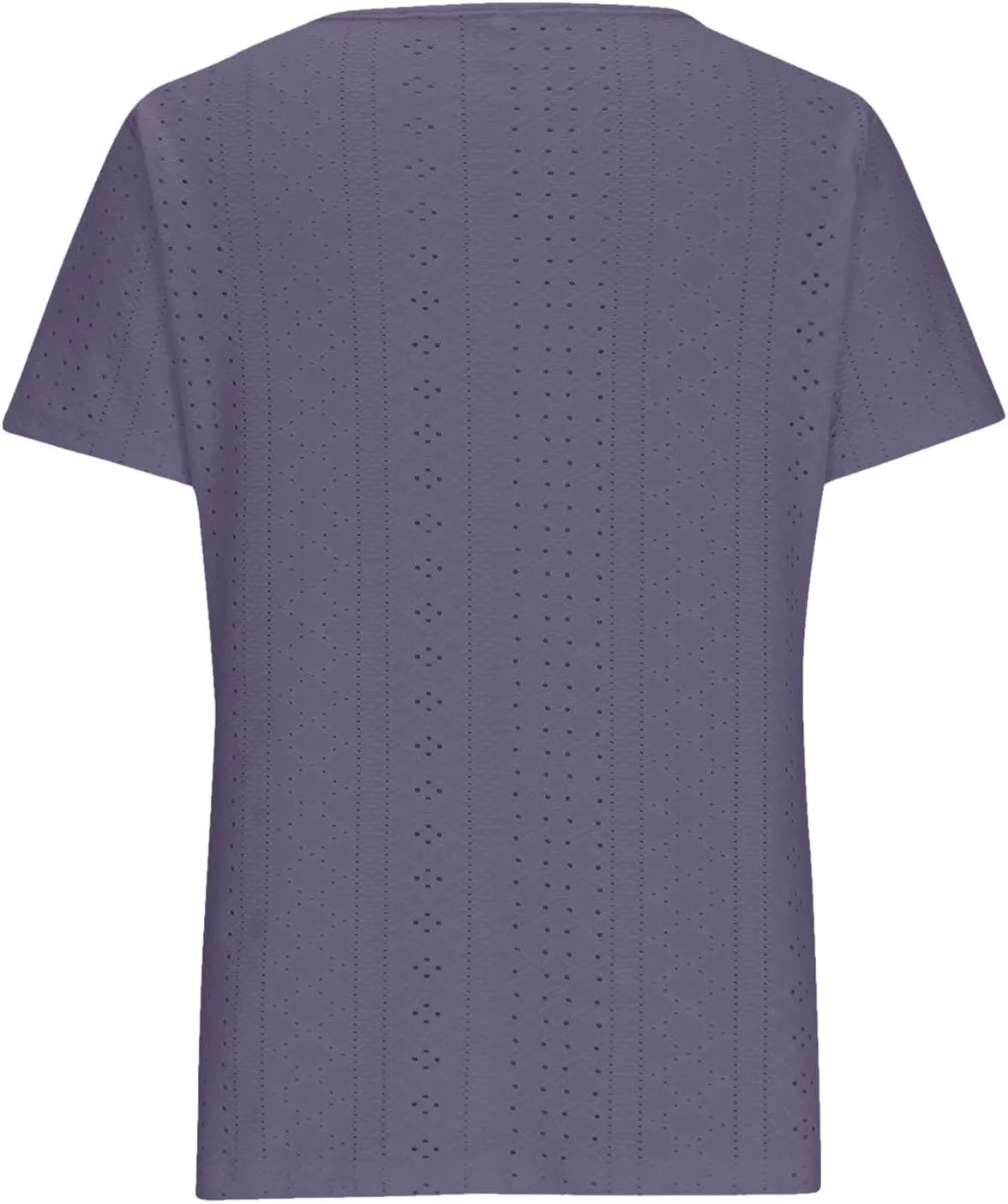 Womens Hollow Shirts Eyelet Scoop Neck Short Sleeve Business Casual Loose Plain Blouses Daily Summer Trendy Tops