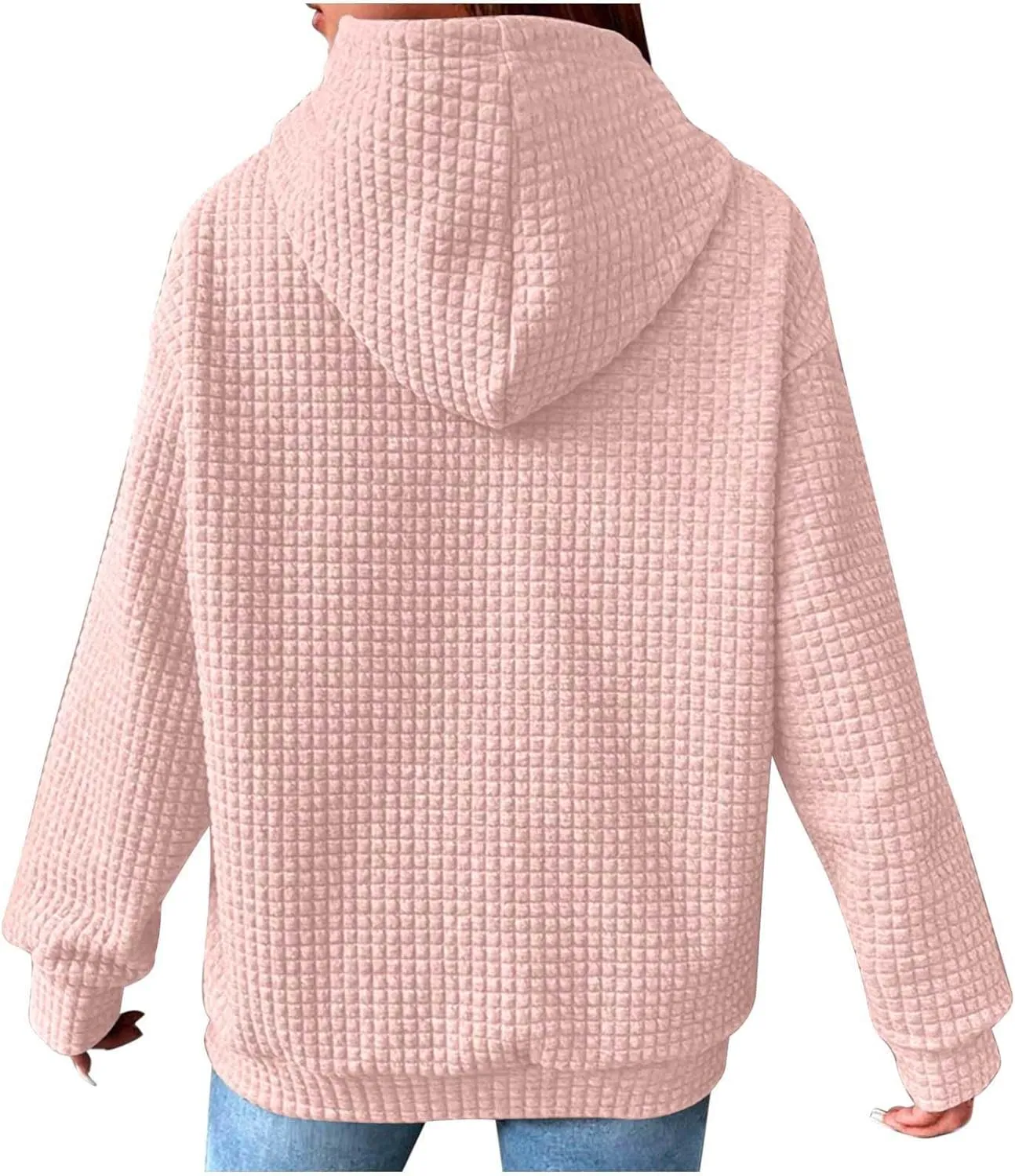 Womens Hoodies Waffle Hooded Sweatshirt Long Sleeve Casual Loose Fit Pullover Tops 2024 Fall Fashion with Pocket