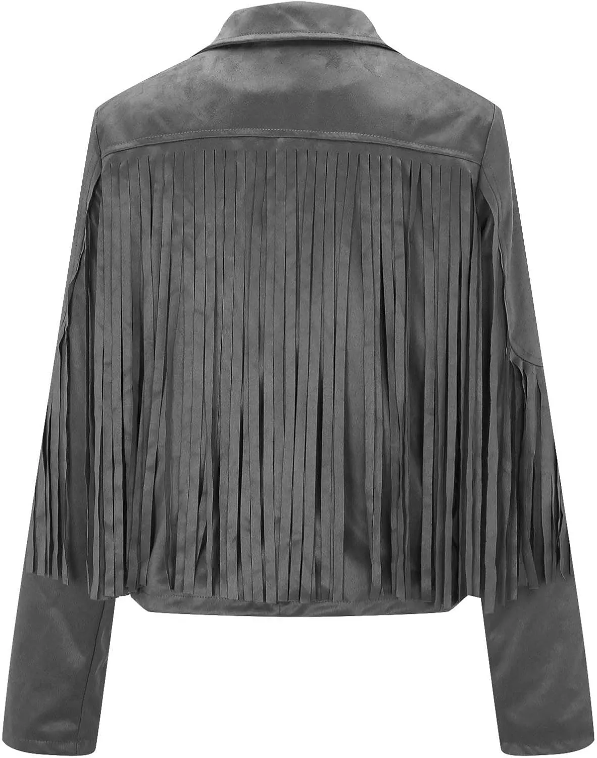 Women's Leather Jacket Faux Suede Fringe Jacket Long Sleeve Lapel Vintage Coats Open Front Tassel Cardigan