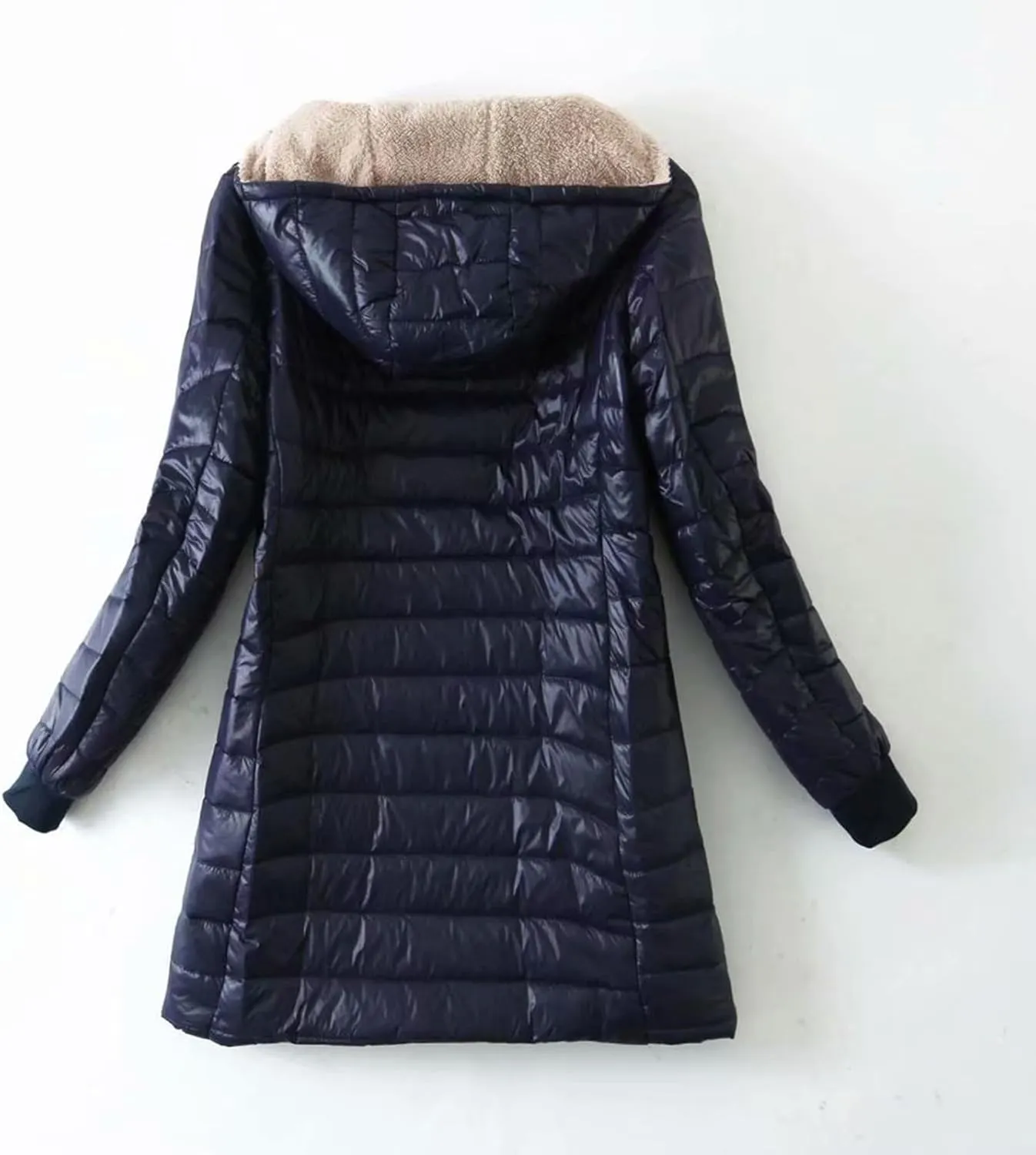 Women's Long Puffer Jacket Oversized Down Coat Lightweight Quilted Hooded Jacket Warm Fleece Lined Winter Outerwear