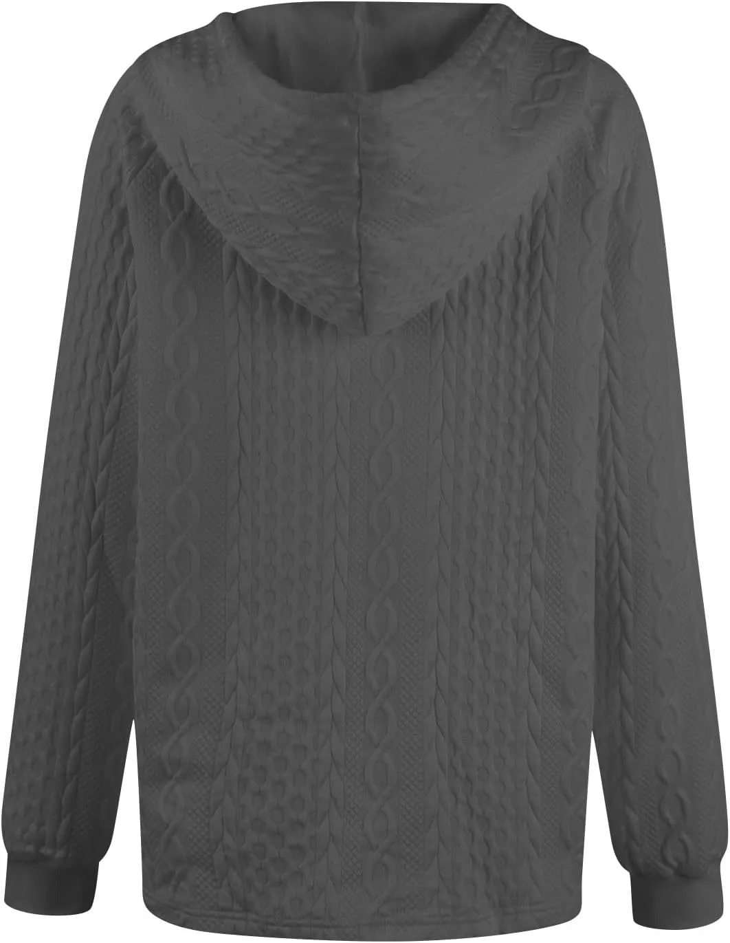 Women's Long Sleeve Hooded Trendy Drawstring Sweatshirt 2024 Button Loose V-Neck Top Comfy Slim Clothes