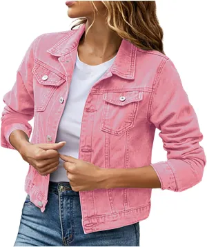 Womens Long Sleeve Jean Jacket Distressed Denim Jacket Slim Fit Basic Button Down Trucker Denim Fall Jackets