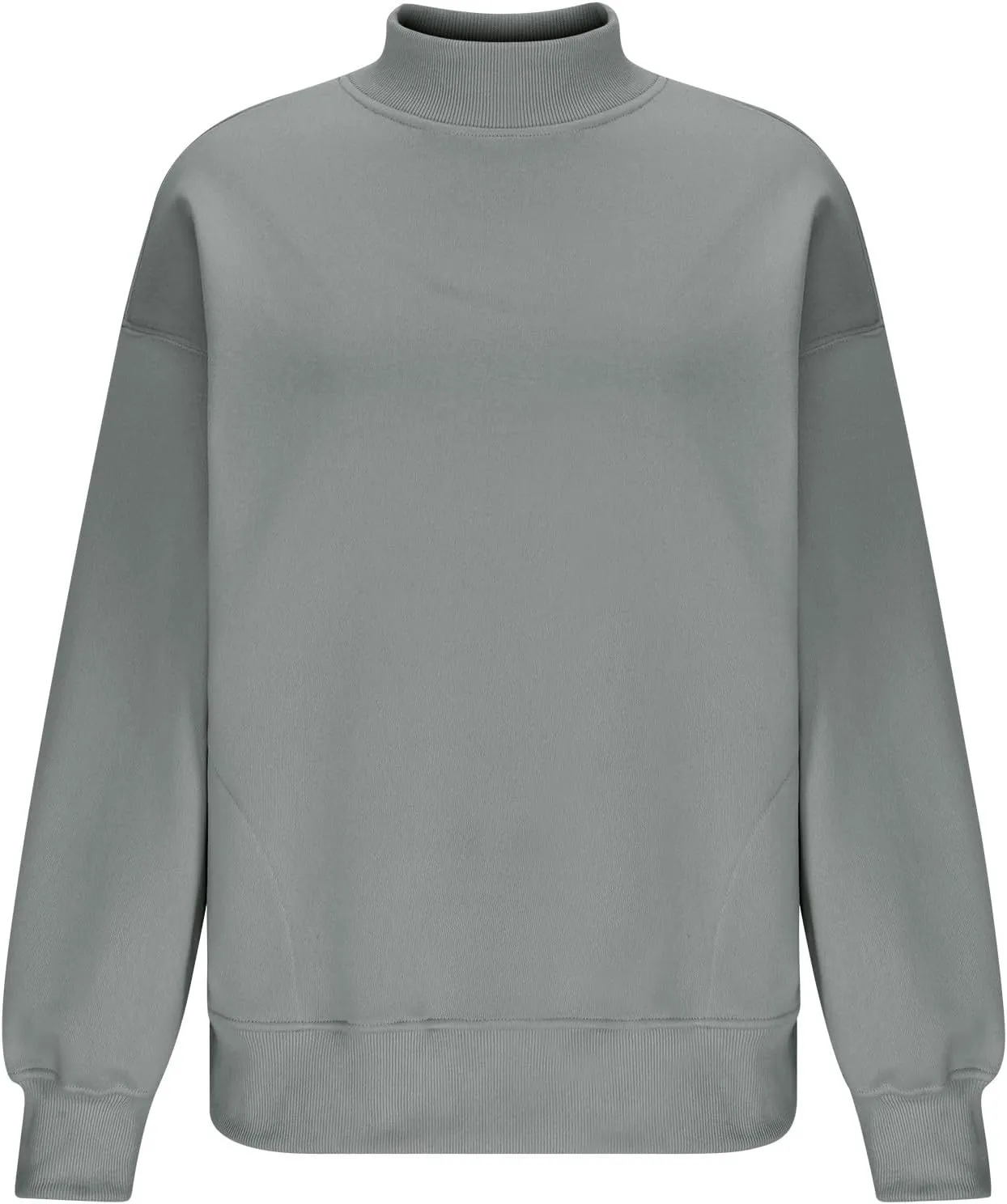 Womens Mock Neck Oversized Sweatshirts with Pockets Fleece Tops Pullover No Hood Sweater for Cold Freezing Weather