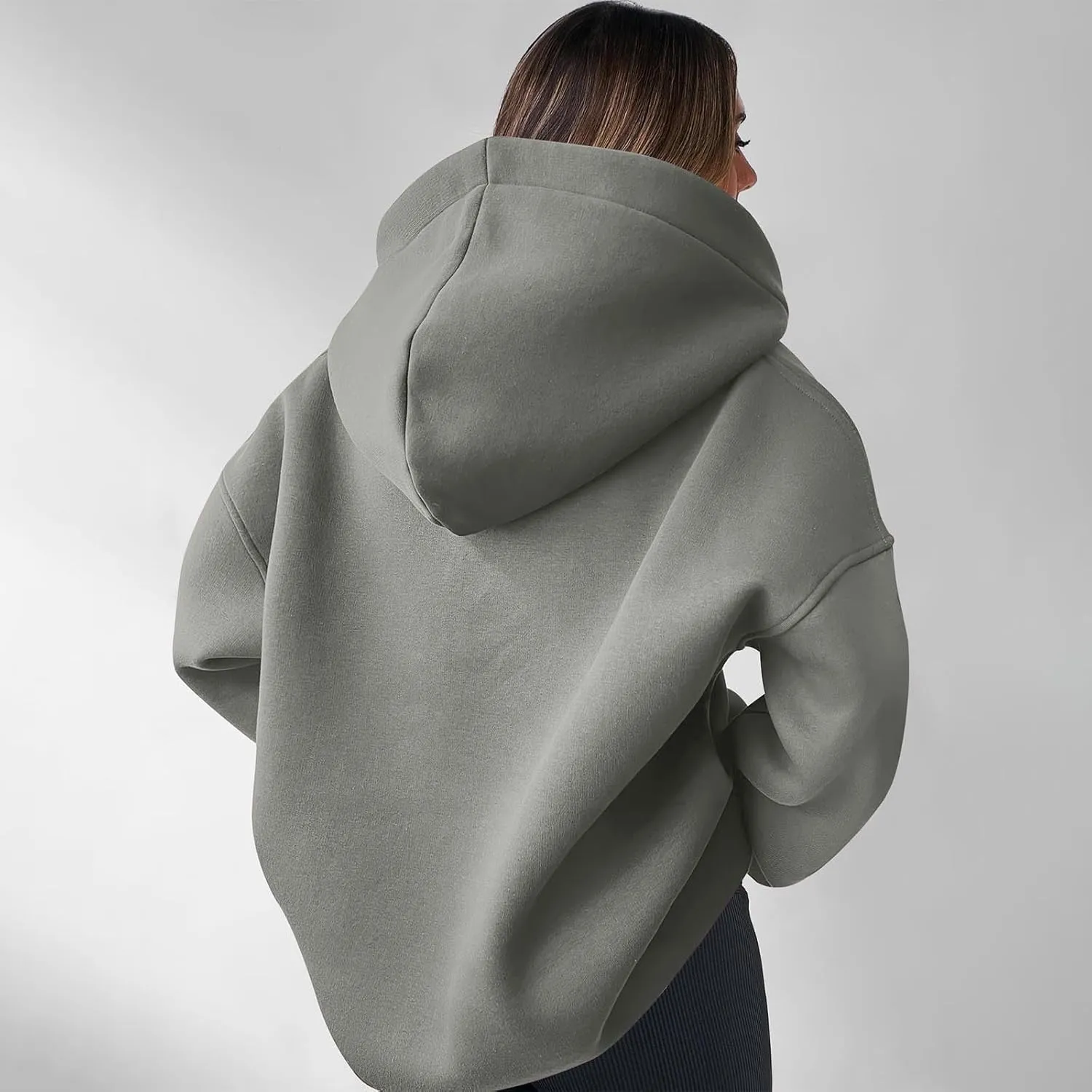 Womens Oversized Hoodies Fleece Long Sleeve Sweatshirts Lapel V Neck Casual Sweaters Pullover Fall Fashion Outfits 2024