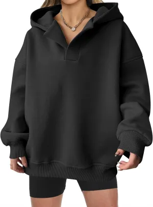 Women's Oversized Hoodies V Neck Sweatshirts Long Sleeve Pullover Casual Fall Teen Girls Preppy Trendy Clothes