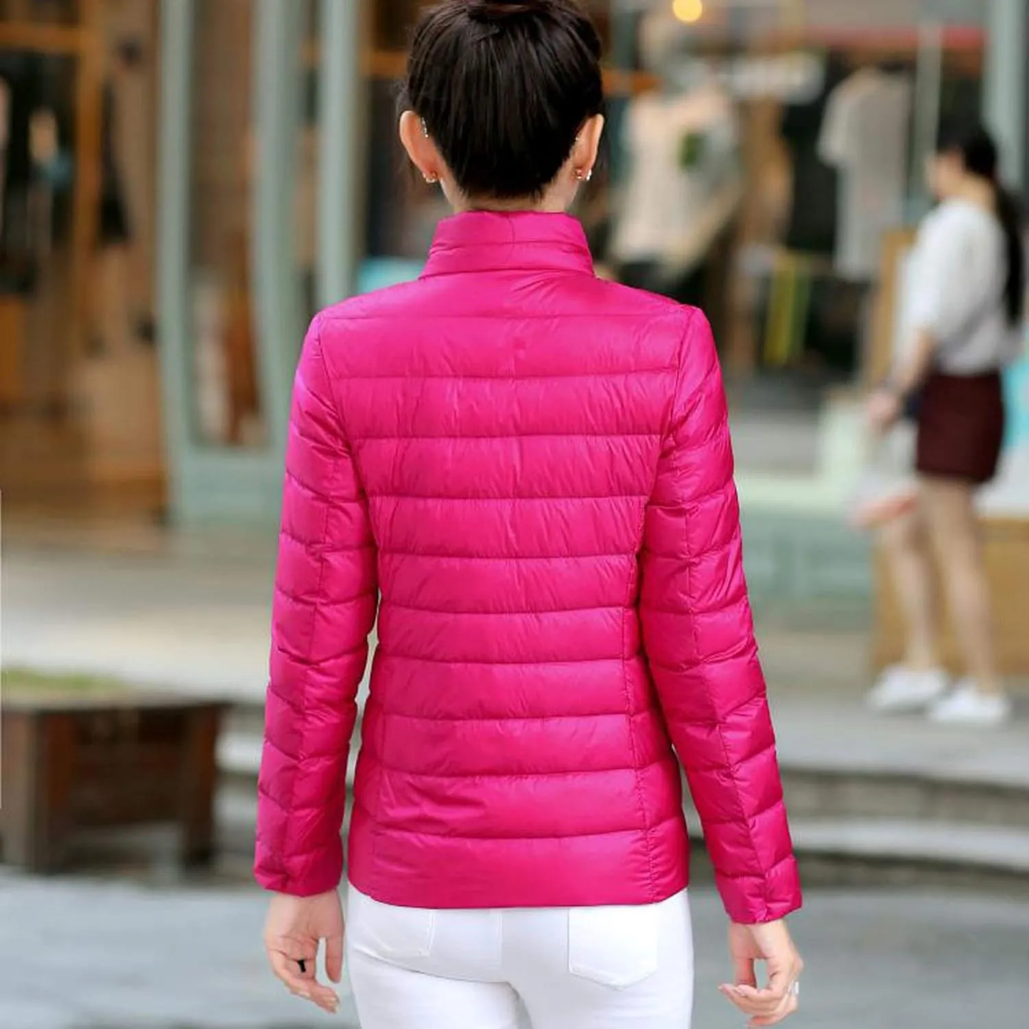 Women's Puffer Jacket Lightweight Stand Collar Coat Zip up down Jackets Winter Warm Outerwear with Pockets