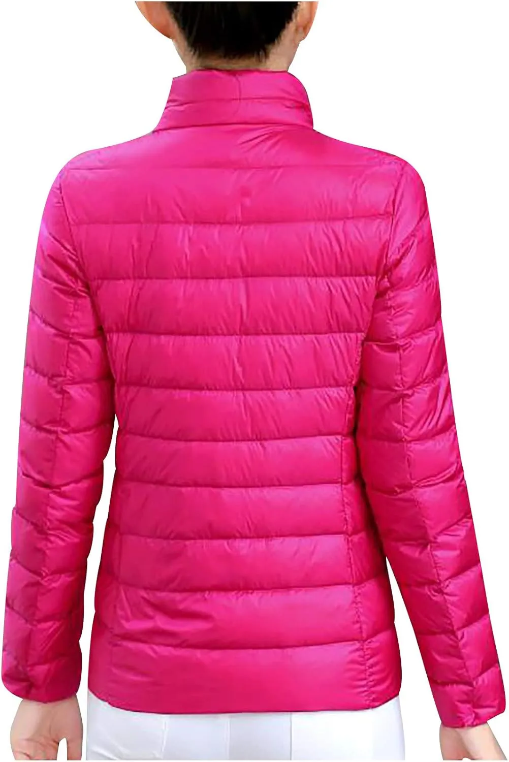 Women's Puffer Jacket Lightweight Stand Collar Coat Zip up down Jackets Winter Warm Outerwear with Pockets