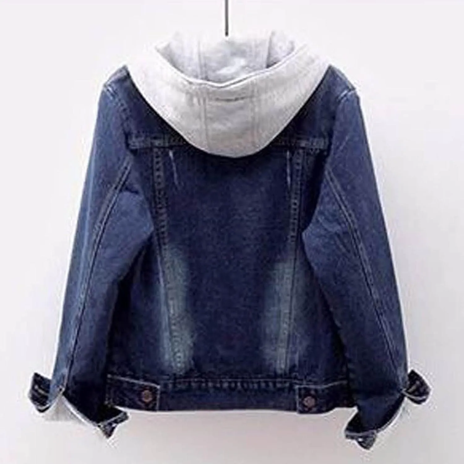 Women's Sherpa Denim Jacket Hooded Fleece Lined Winter Coats Fashion Boyfriend Trucker Jean Jacket with Pocket